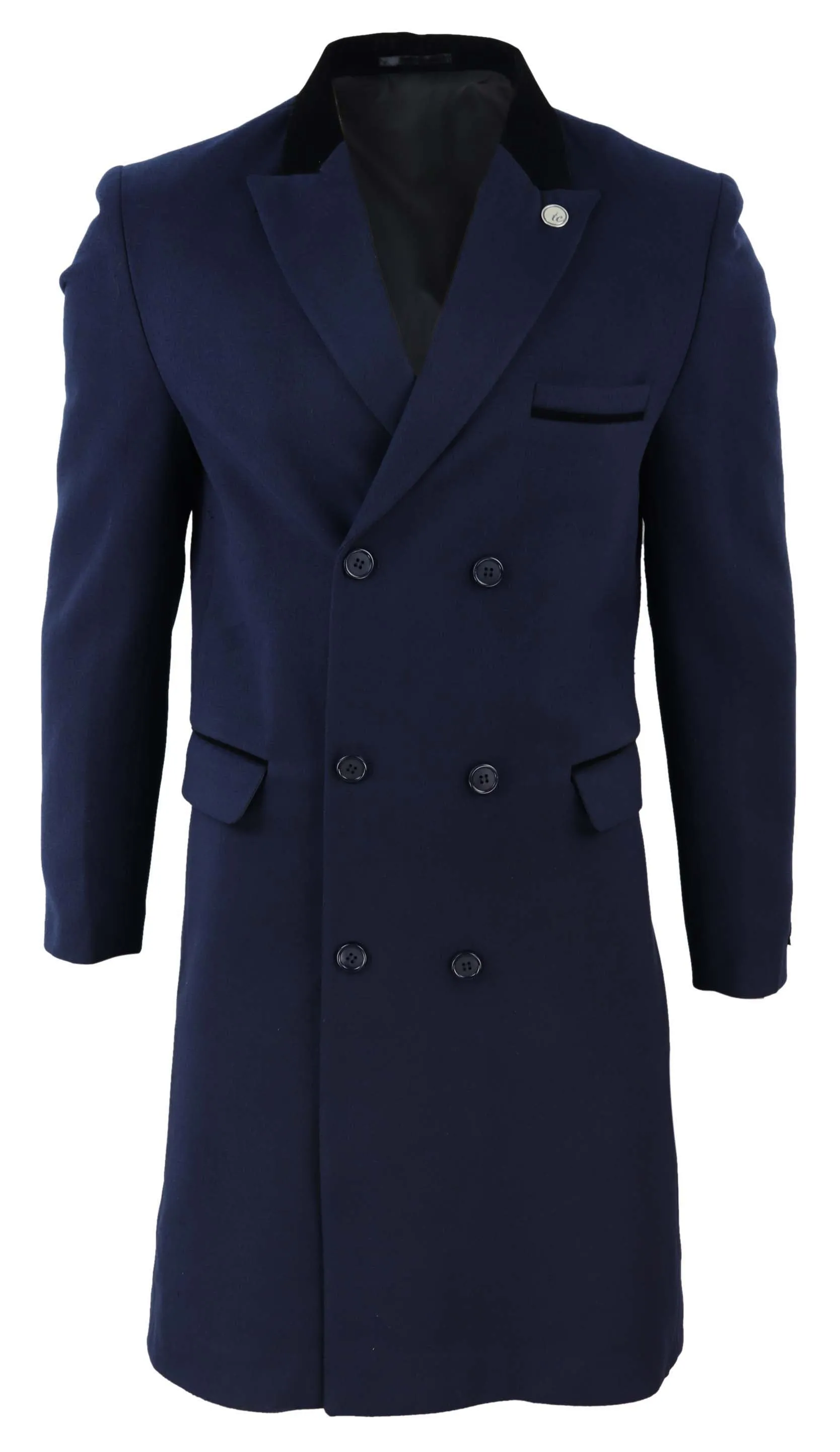 3/4 Long Double Breasted Overcoat Wool Mix Peaky Blinders