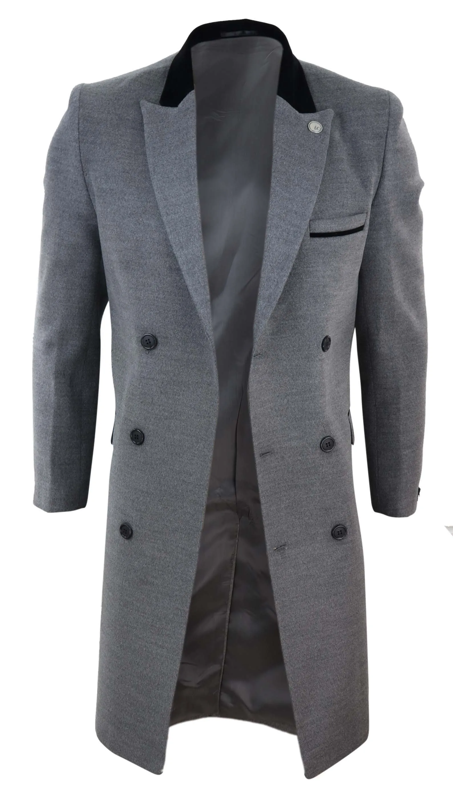 3/4 Long Double Breasted Overcoat Wool Mix Peaky Blinders