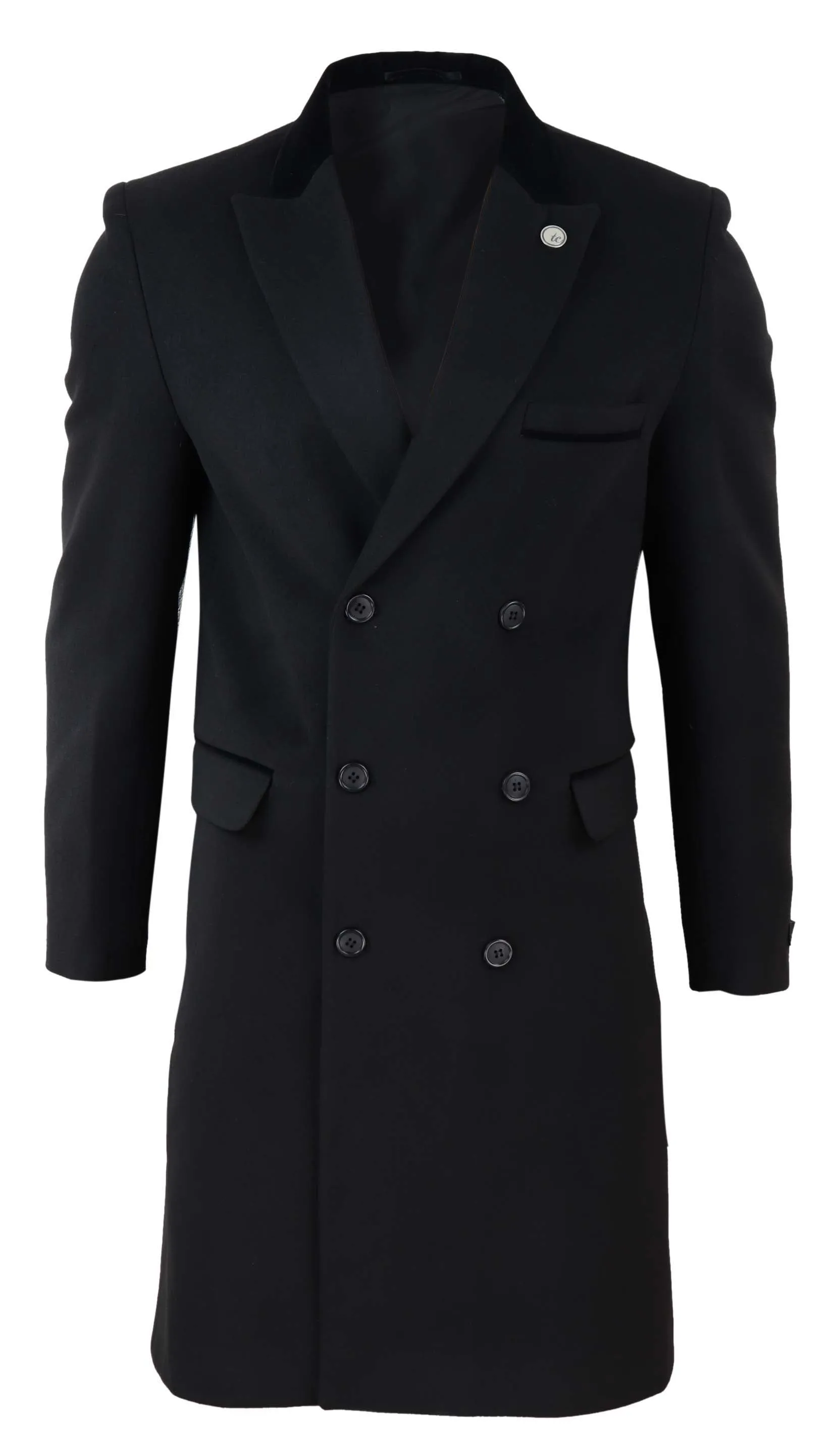 3/4 Long Double Breasted Overcoat Wool Mix Peaky Blinders