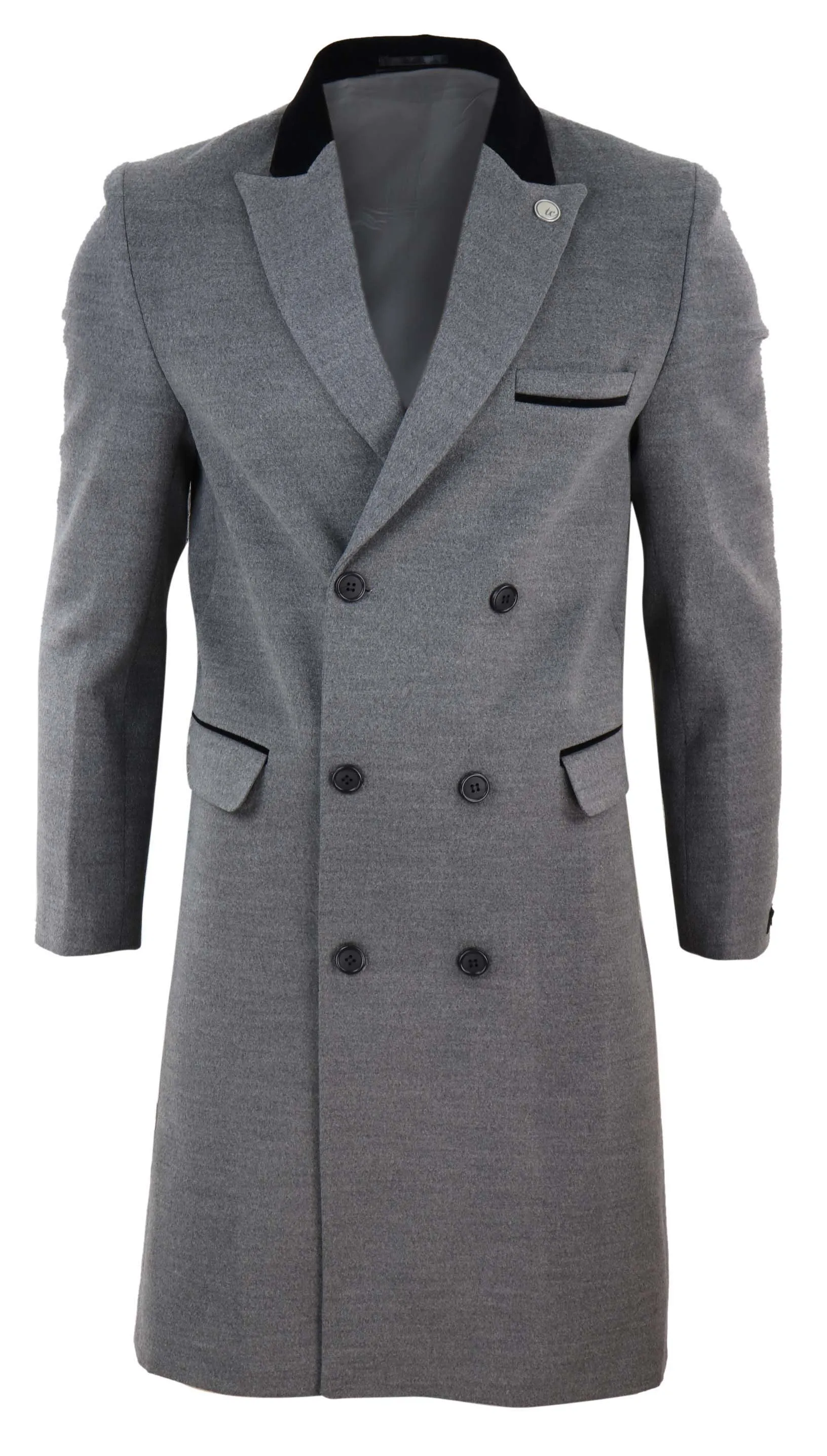 3/4 Long Double Breasted Overcoat Wool Mix Peaky Blinders