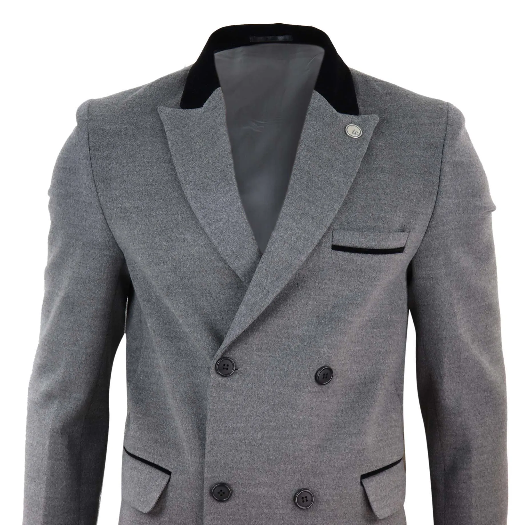 3/4 Long Double Breasted Overcoat Wool Mix Peaky Blinders