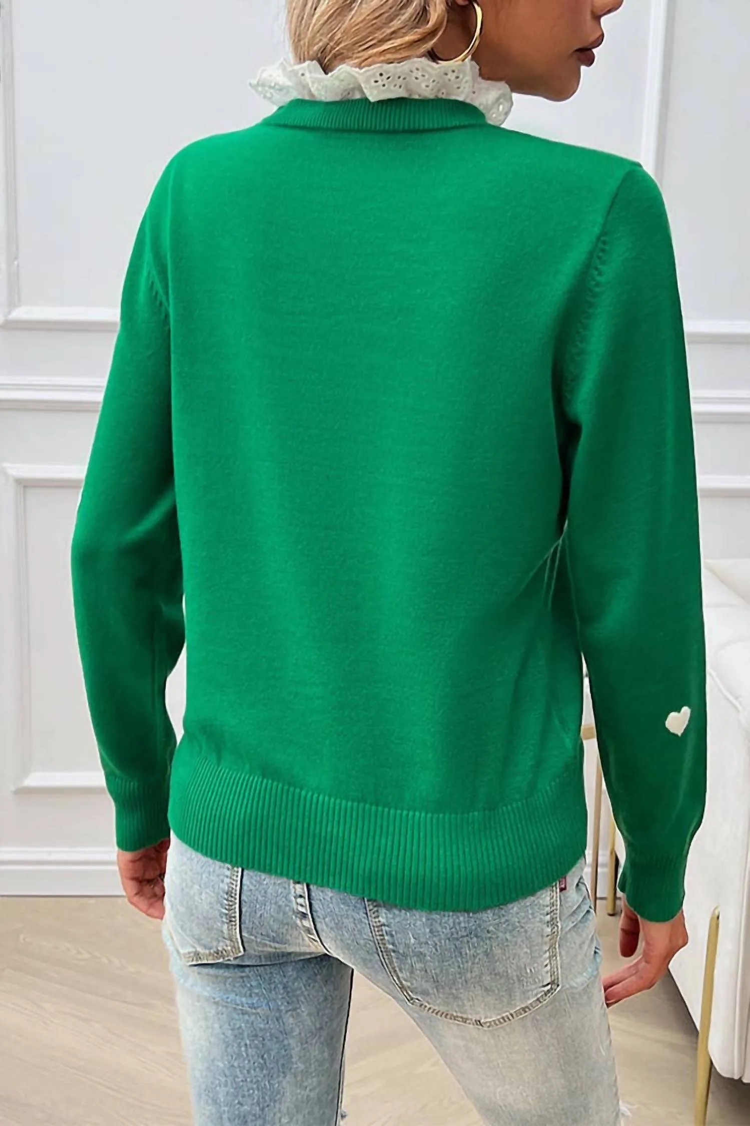 A Touch Of Lace Sweater In Green