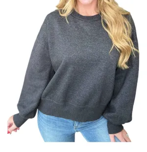Acid Wash Oversized Pullover In Ash Black
