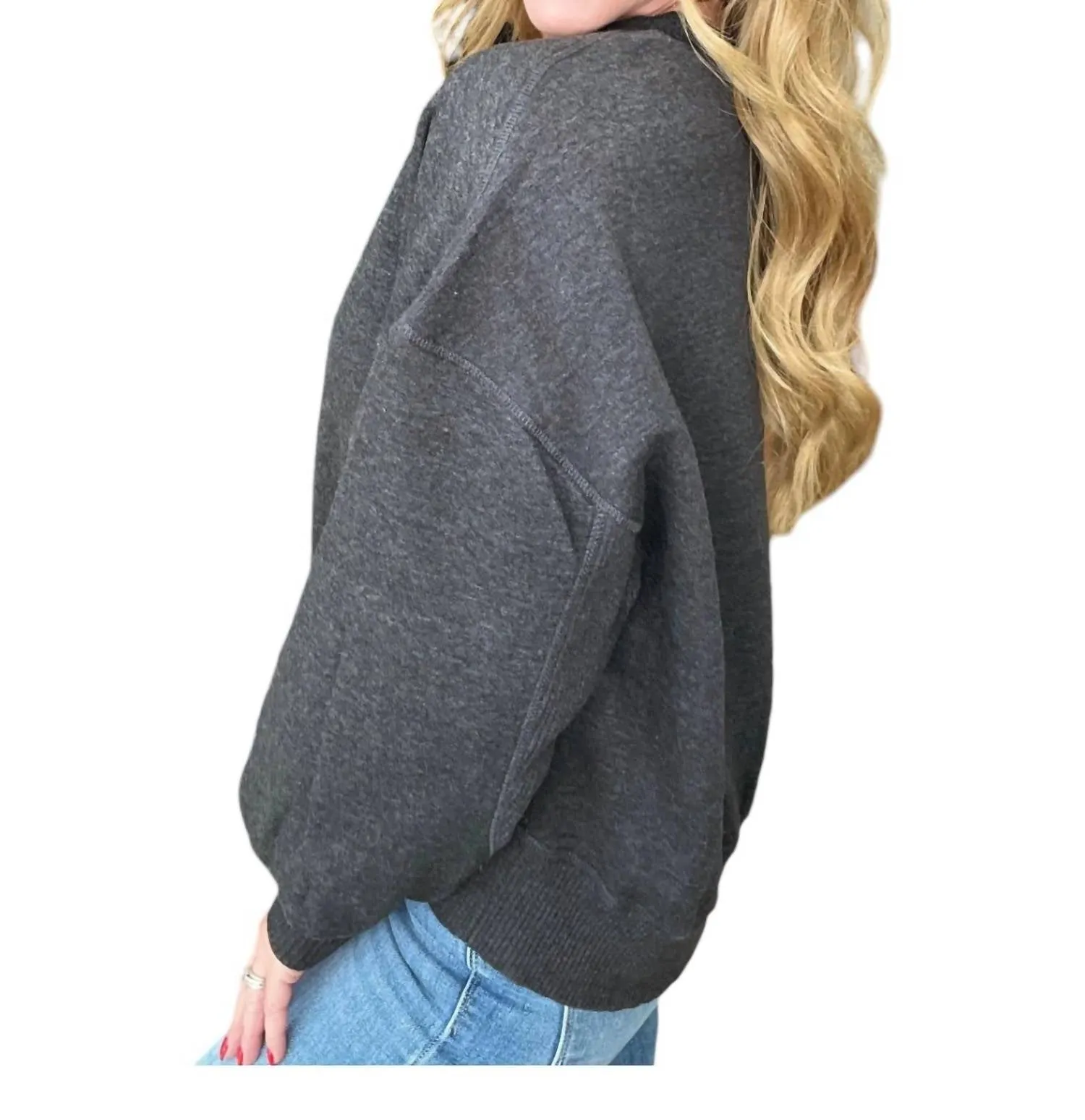Acid Wash Oversized Pullover In Ash Black