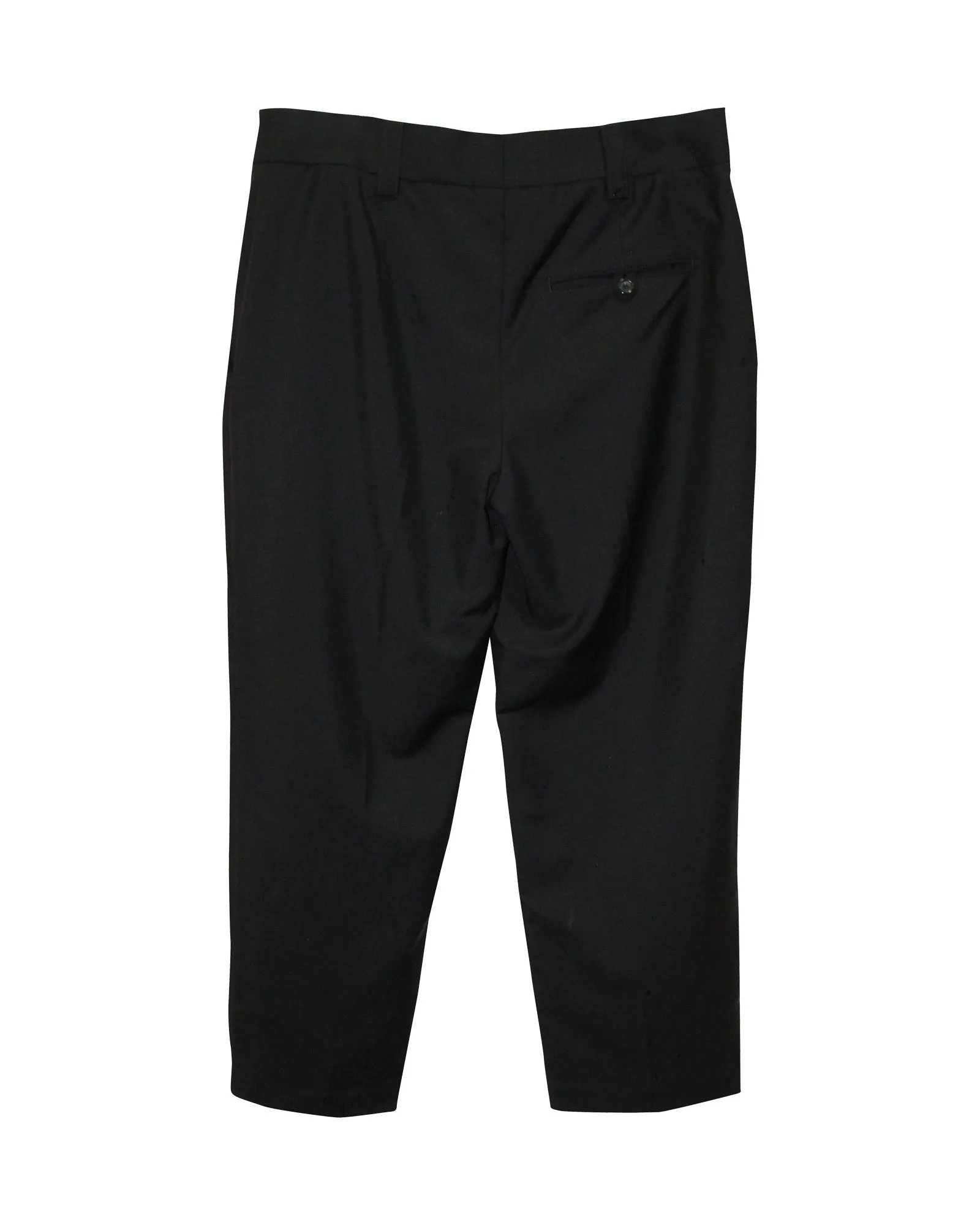 Acne Studios Straight Leg Cropped Trousers in Black Wool Blend