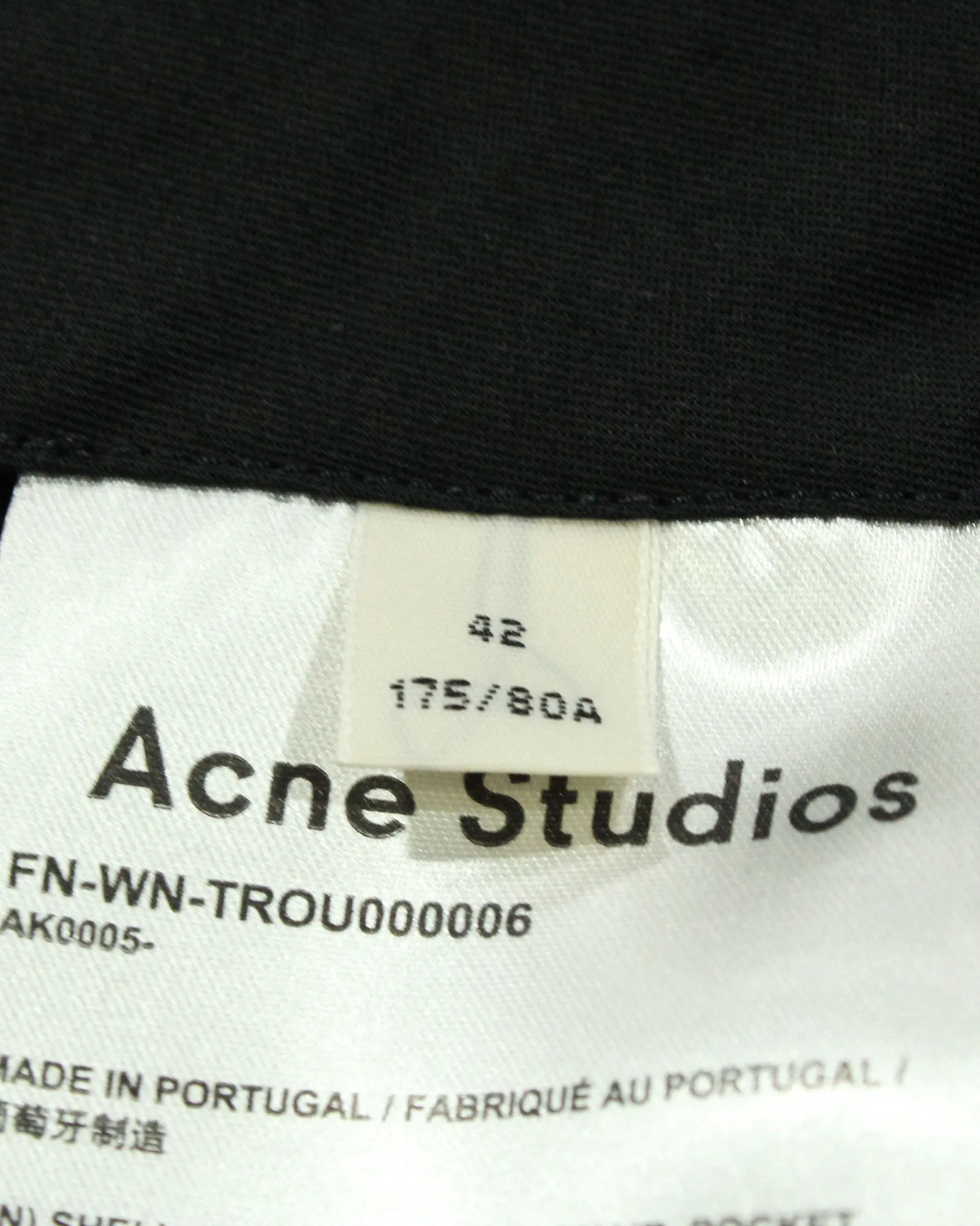 Acne Studios Straight Leg Cropped Trousers in Black Wool Blend