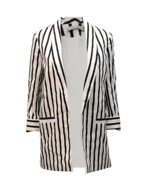 Alice   Olivia Vertical Striped Blazer in Black and White Cotton