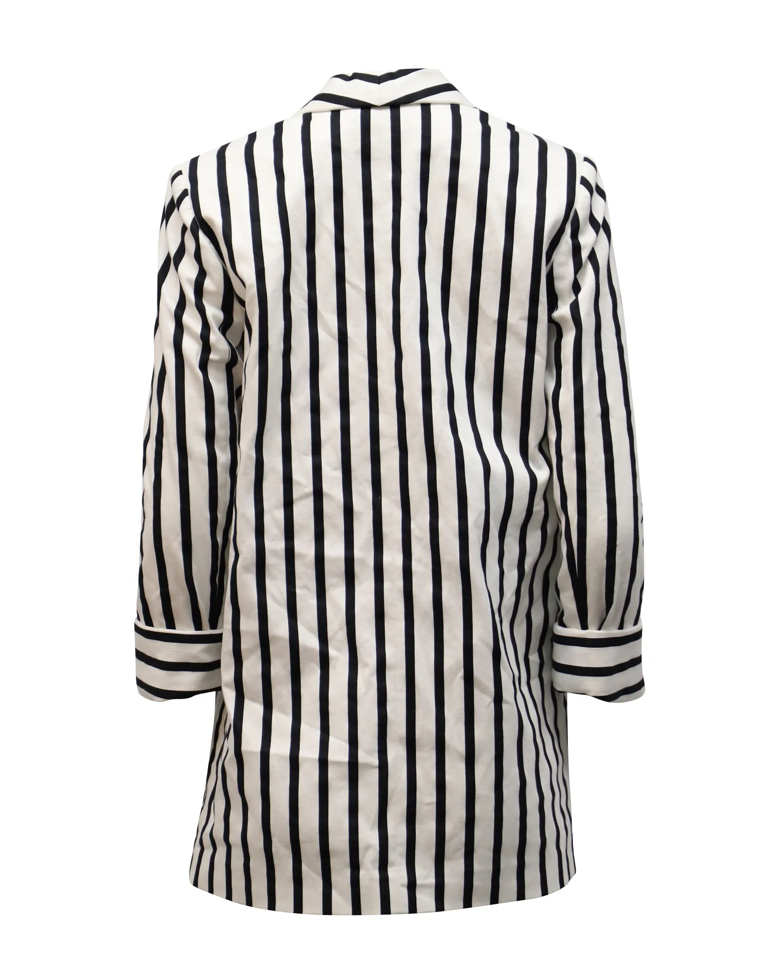 Alice   Olivia Vertical Striped Blazer in Black and White Cotton