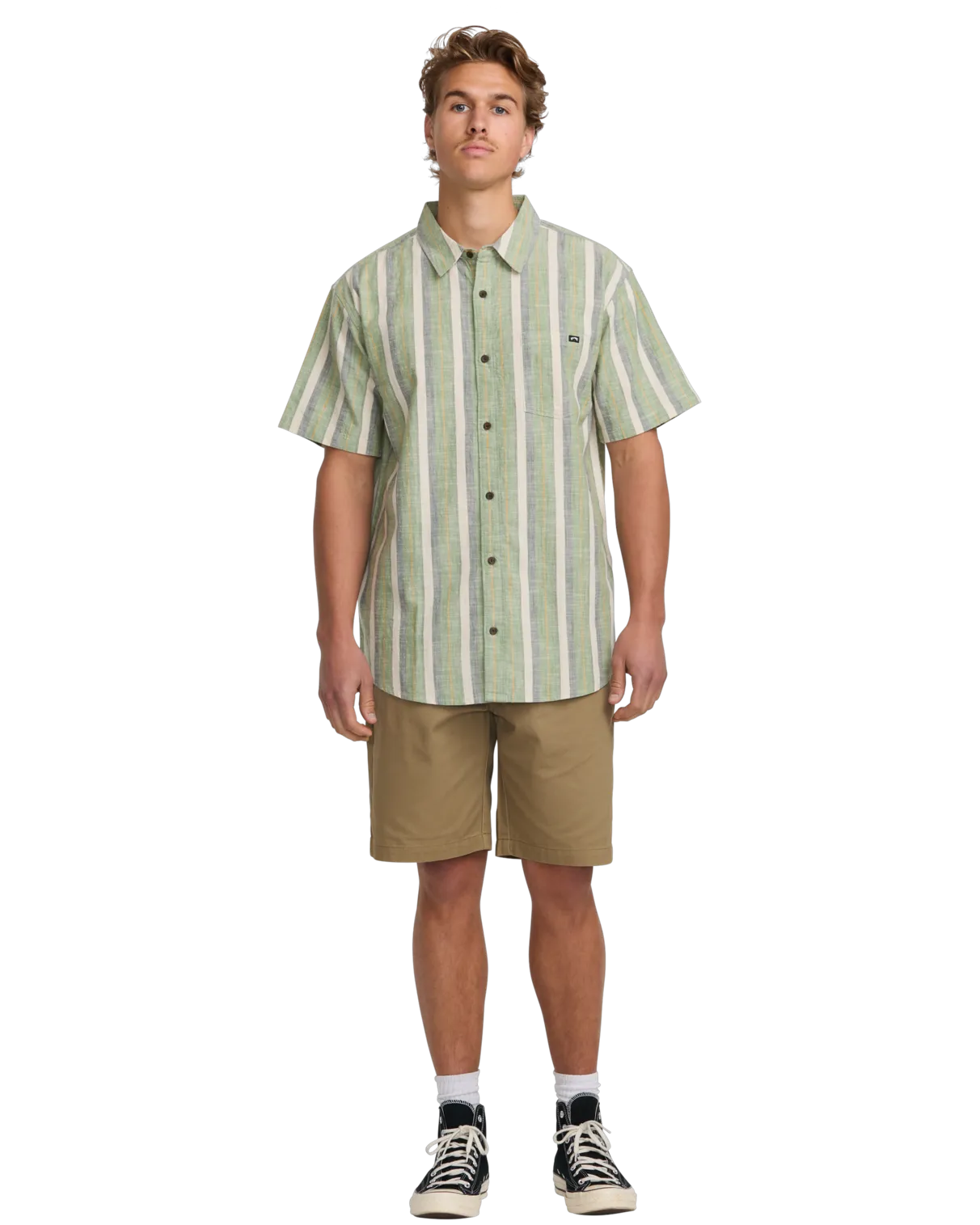 All Day Stripe Shirt in Moss