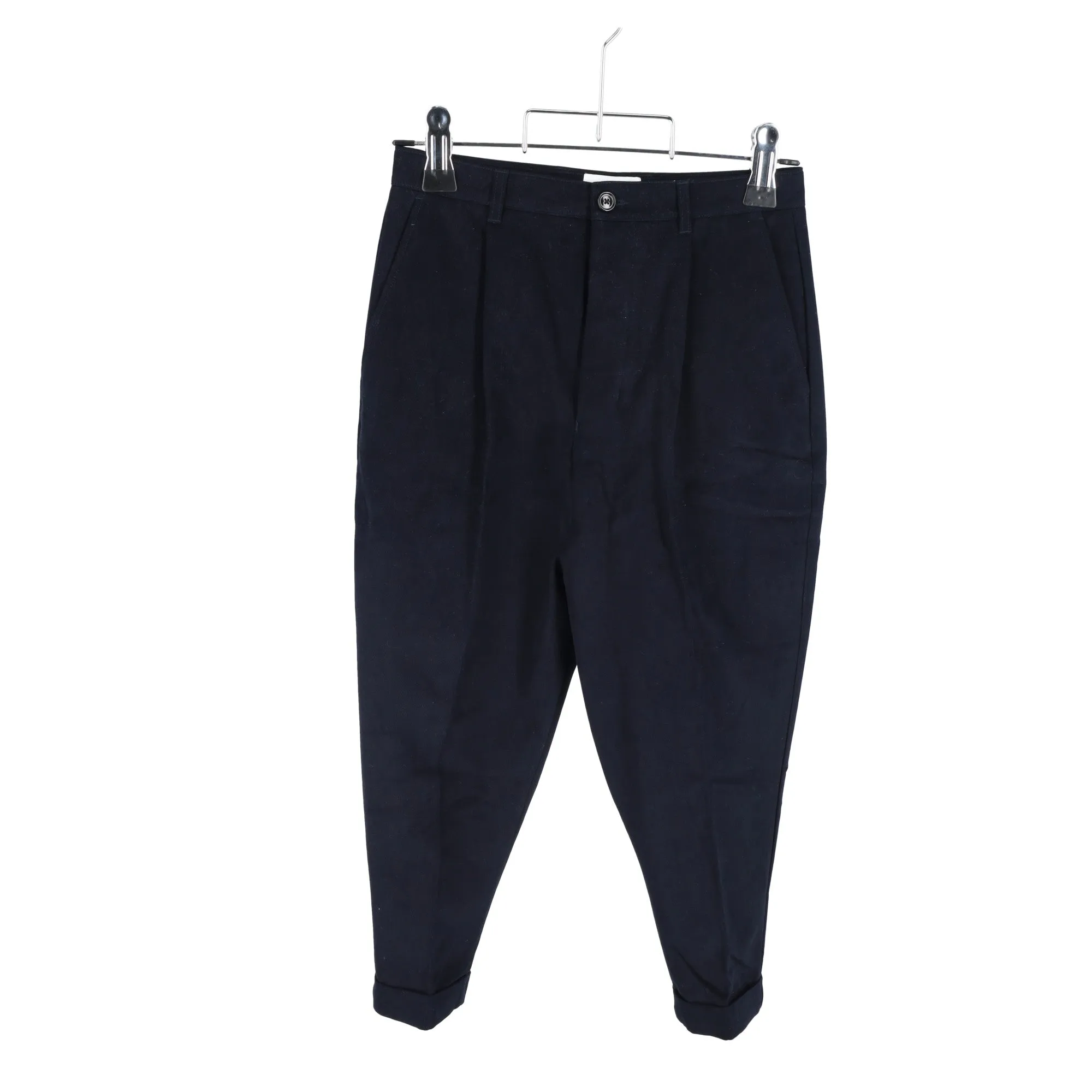AMI Paris Carrot Trousers in Navy Blue Cotton