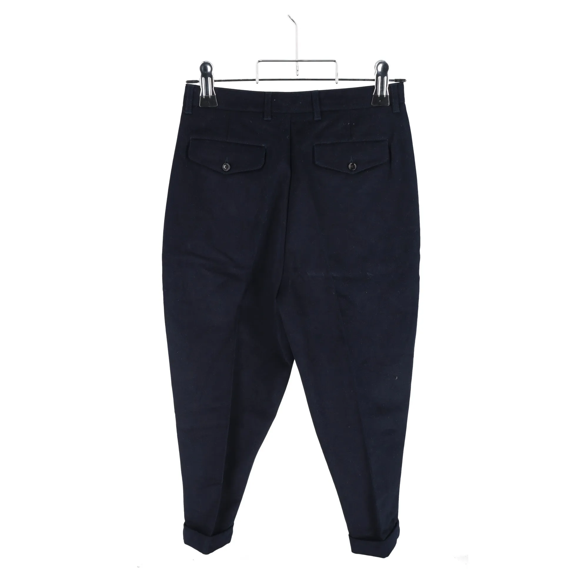 AMI Paris Carrot Trousers in Navy Blue Cotton