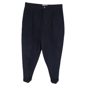 AMI Paris Carrot Trousers in Navy Blue Cotton