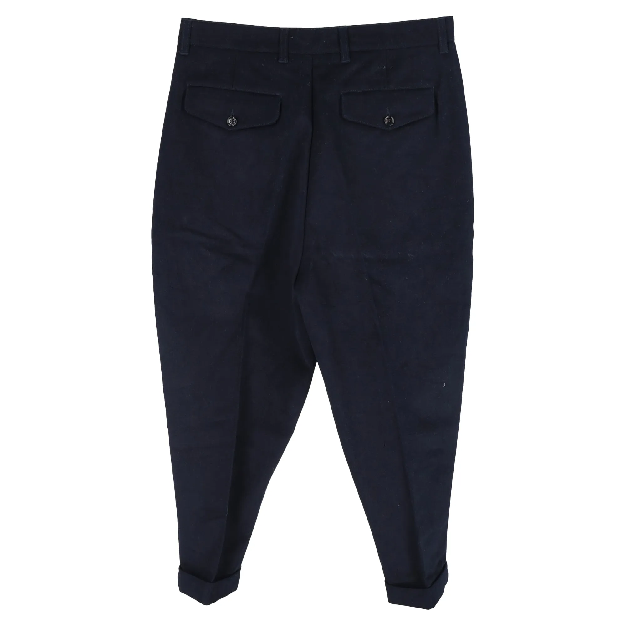 AMI Paris Carrot Trousers in Navy Blue Cotton