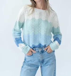 Ariella Scalloped Striped Sweater In Multi Color