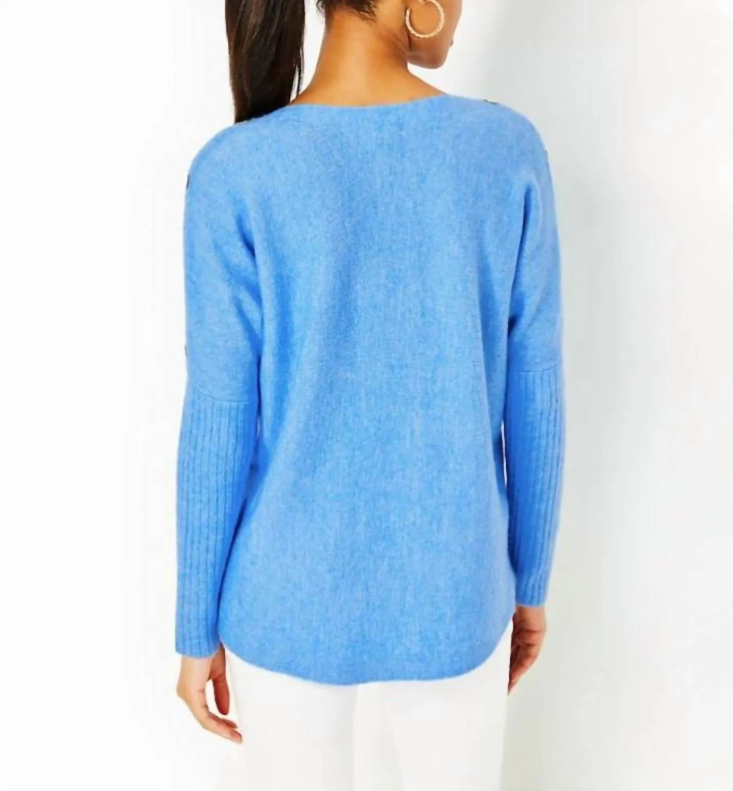 Arna Boat-Neck Pullover Sweater In Heathered Abaco Blue