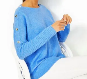 Arna Boat-Neck Pullover Sweater In Heathered Abaco Blue