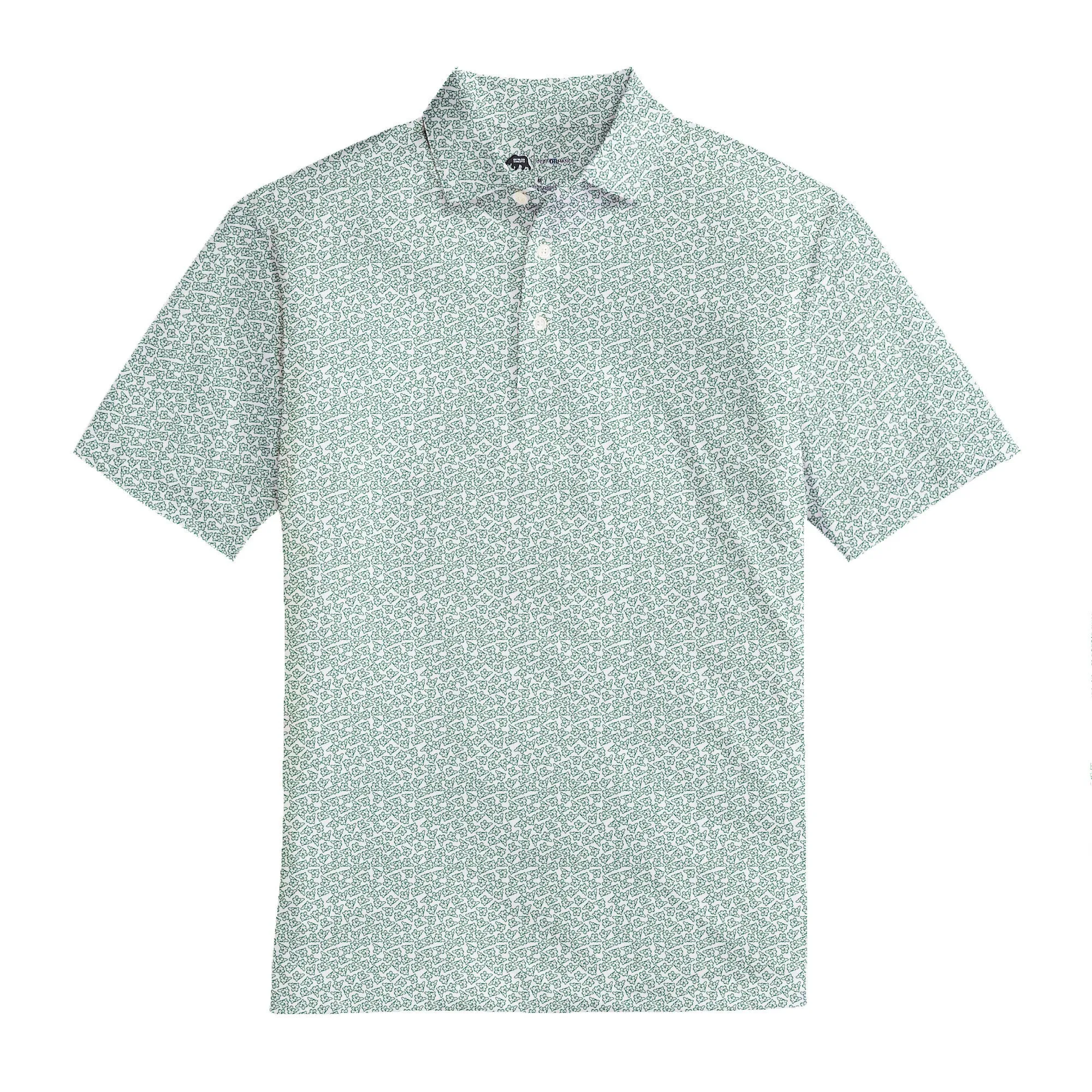 Azalea Printed Performance Polo - Golf Green