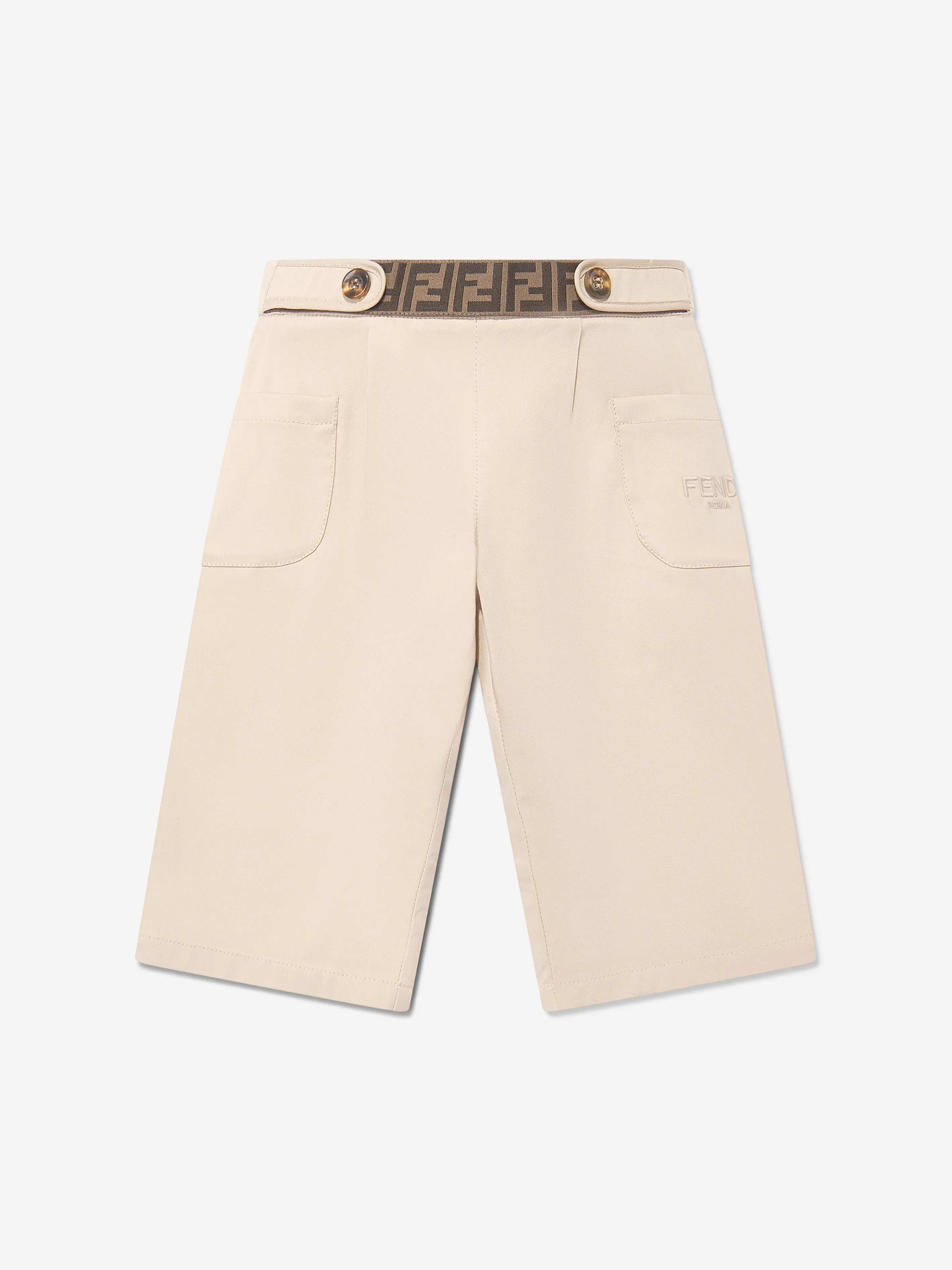 Baby Girls Stretch Gabardine Trousers in Beige