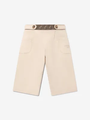 Baby Girls Stretch Gabardine Trousers in Beige