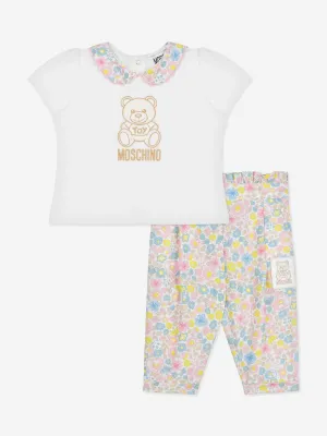 Baby Girls Teddy Bear Trouser Set in Ivory