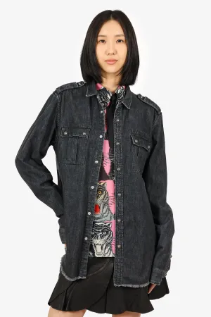 Balmain Black Denim Embossed Logo Shirt Size 41 Mens