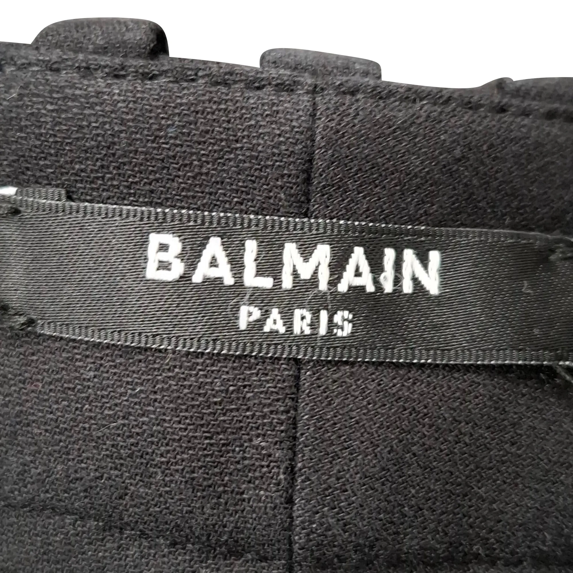 Balmain Draped Straight-Leg Cropped Trousers in Black Wool