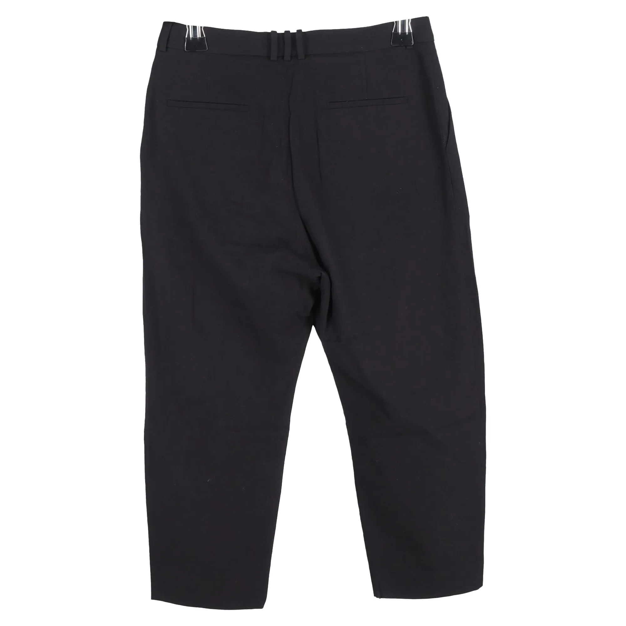 Balmain Draped Straight-Leg Cropped Trousers in Black Wool