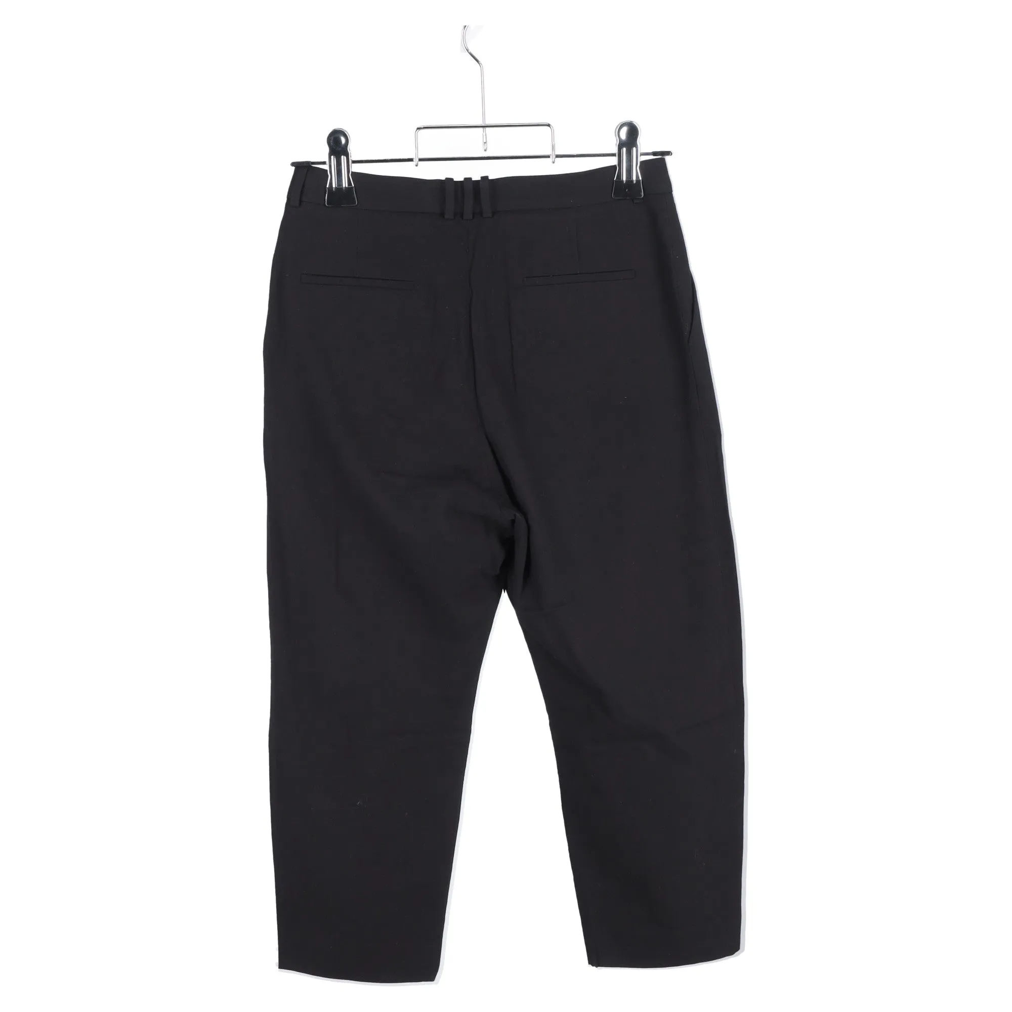 Balmain Draped Straight-Leg Cropped Trousers in Black Wool