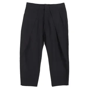 Balmain Draped Straight-Leg Cropped Trousers in Black Wool