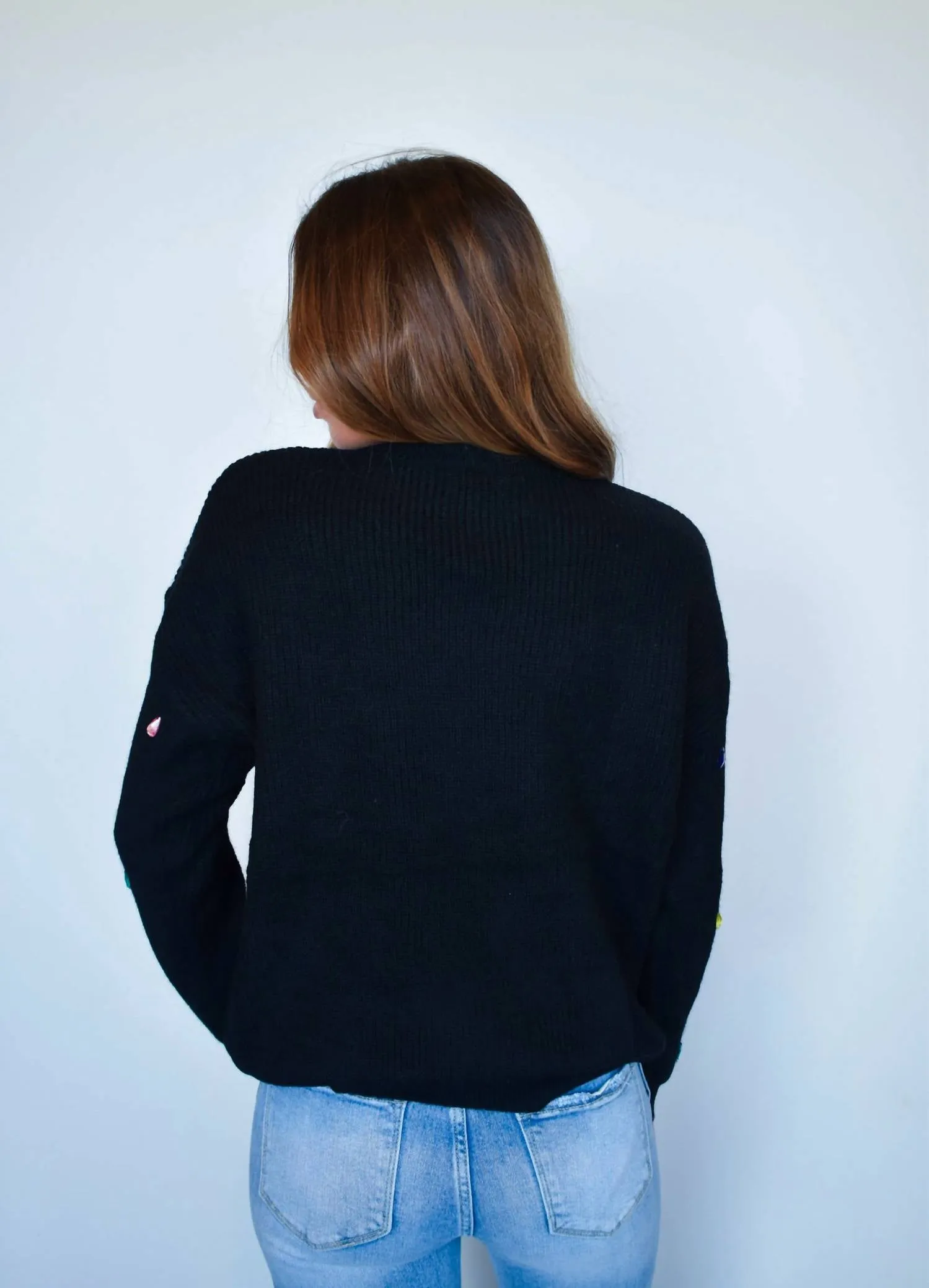 Bejeweled Chunky Sweater In Black