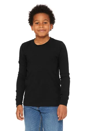 Bella   Canvas Youth Jersey Long Sleeve Crewneck T-Shirt - Heather Black