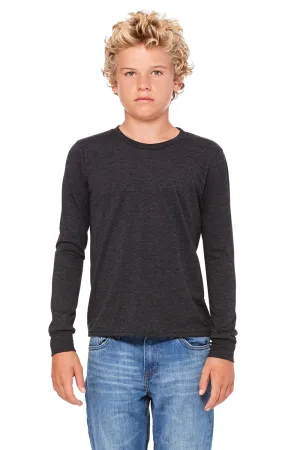 Bella   Canvas Youth Jersey Long Sleeve Crewneck T-Shirt - Heather Dark Grey