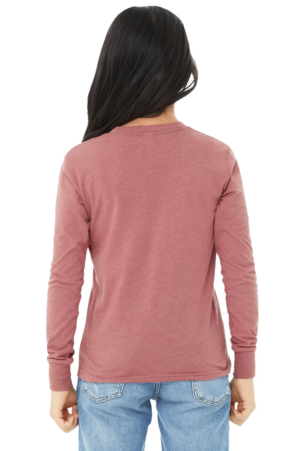 Bella   Canvas Youth Jersey Long Sleeve Crewneck T-Shirt - Heather Mauve