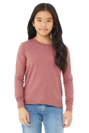Bella   Canvas Youth Jersey Long Sleeve Crewneck T-Shirt - Heather Mauve