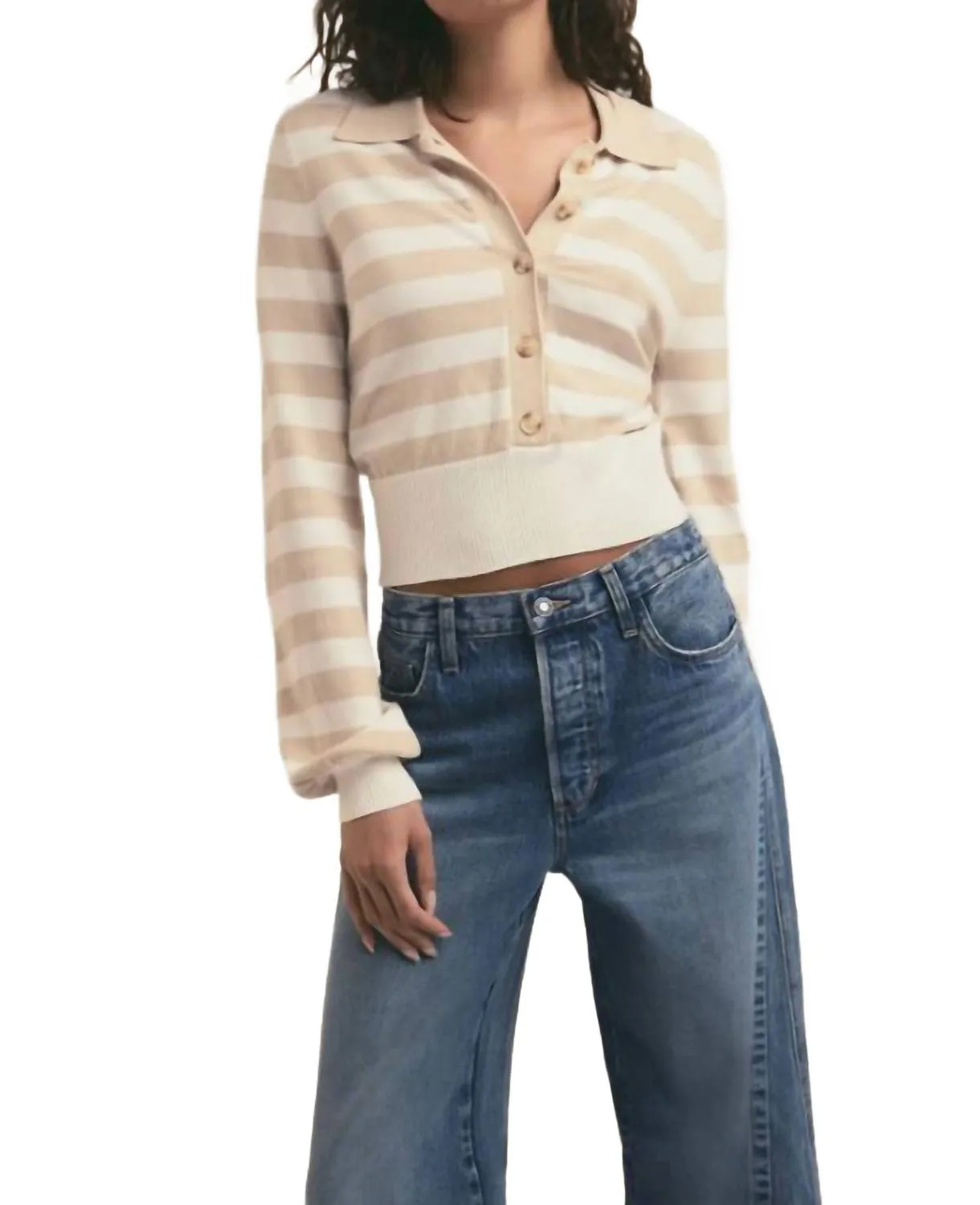 Belle Stripe Sweater In Beige/ivory