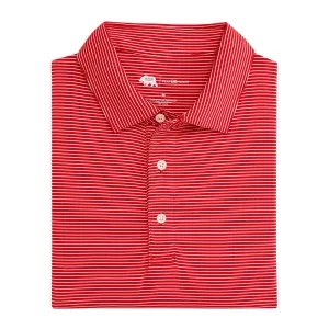 Birdie Stripe Performance Polo - Red/White