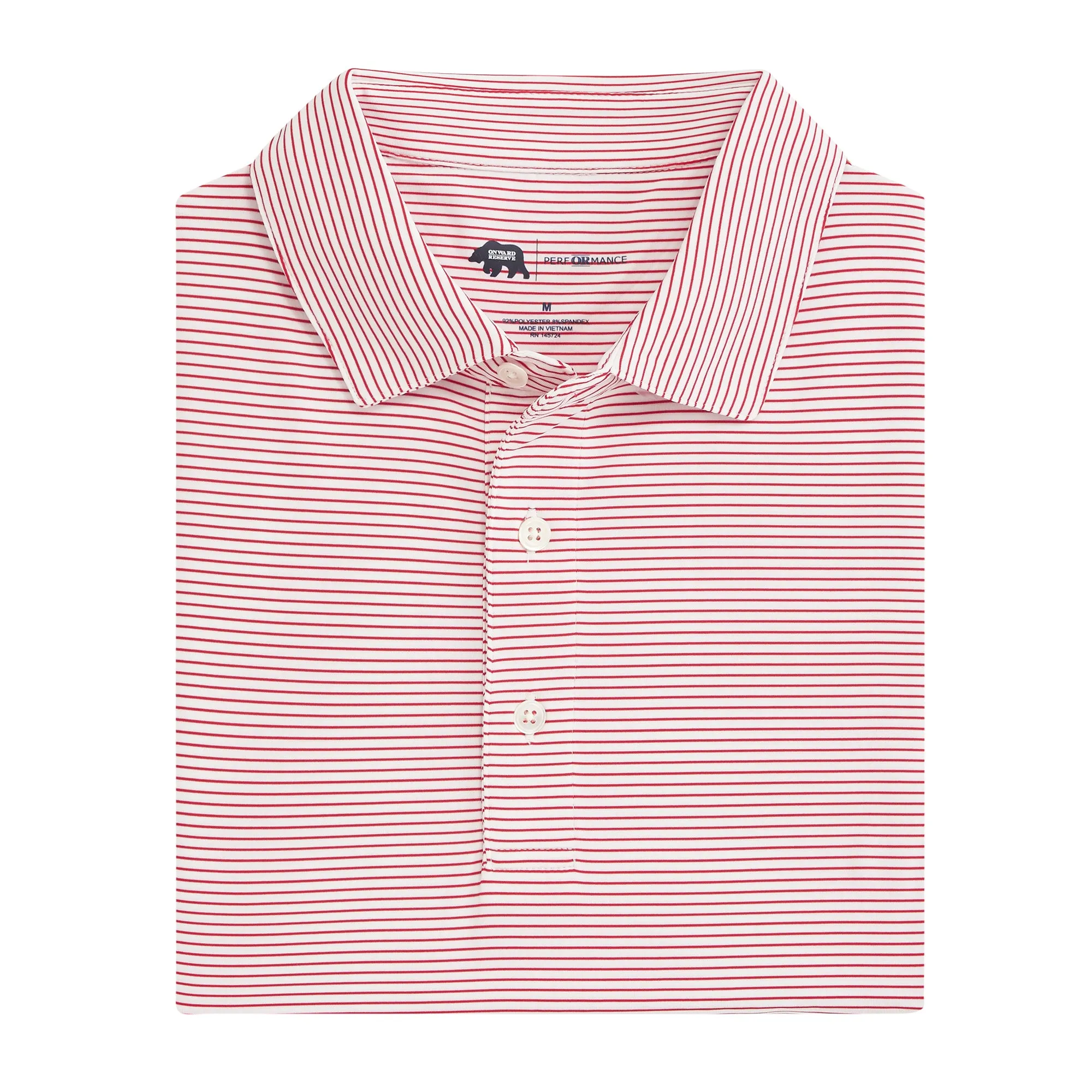 Birdie Stripe Performance Polo - White/Red