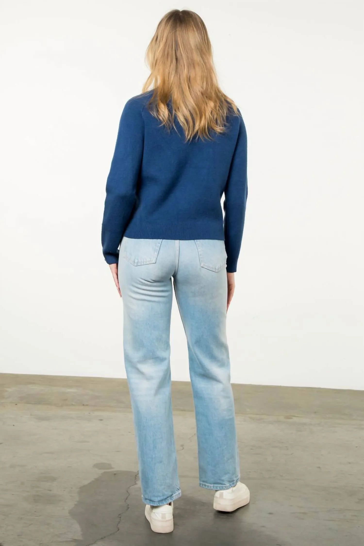 Bow Crewneck Sweater In Navy