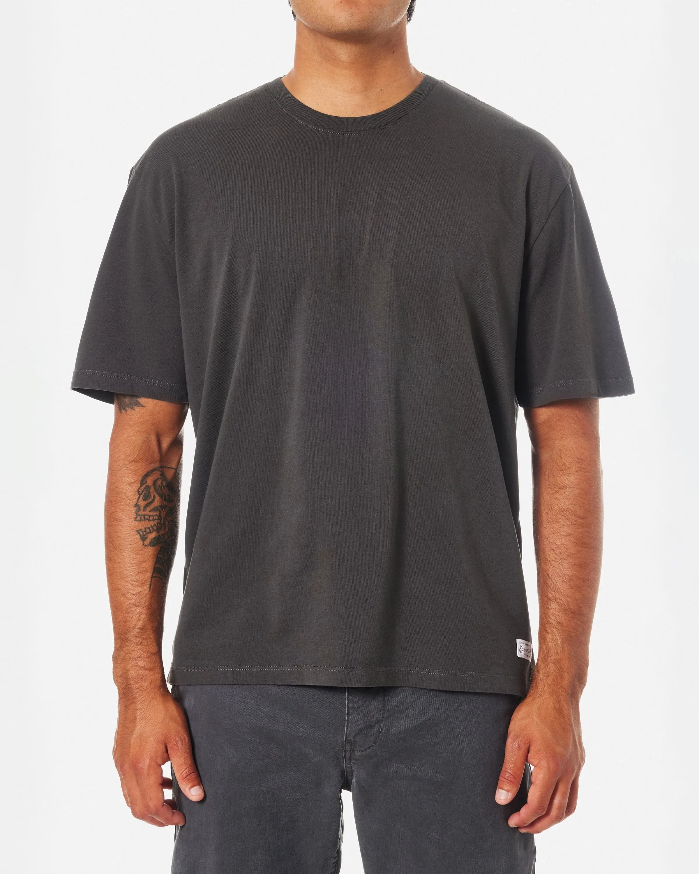 Box Fit Heritage T-Shirt in Black Wash Pigment Dye
