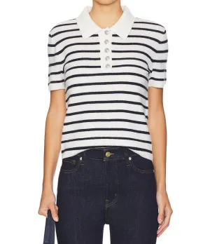 Brandt Cashmere Polo In Ivory/navy