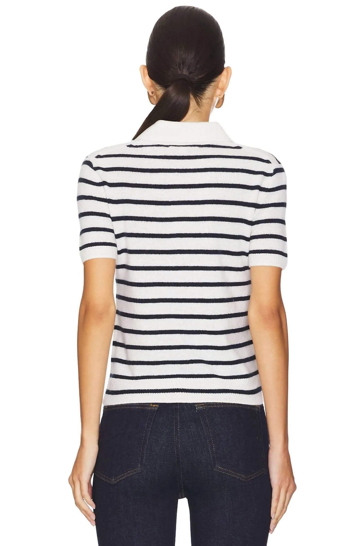 Brandt Cashmere Polo In Ivory/navy