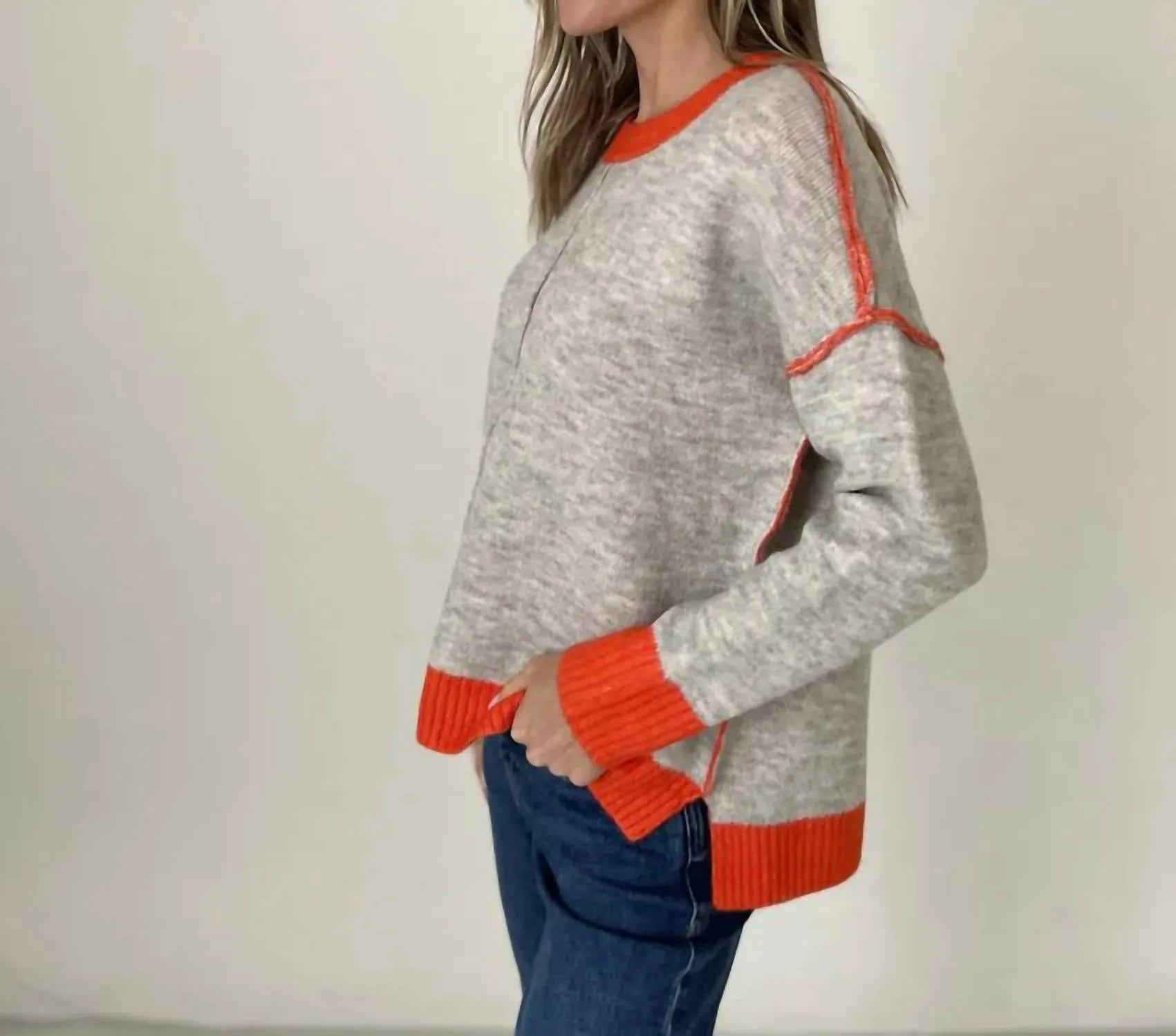 Bridget Sweater In Heather/orange