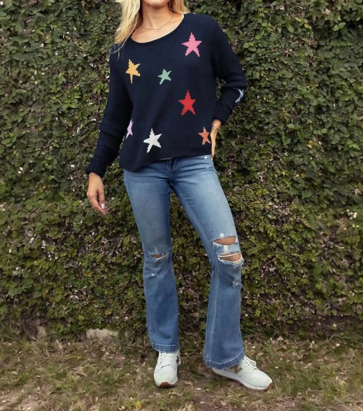 Bright Night Crew Sweater In Dark Indigo