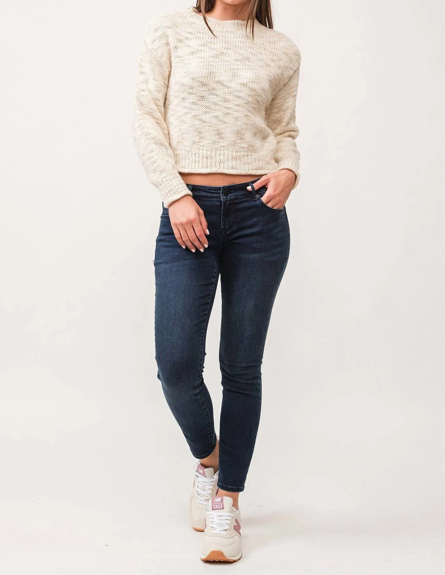 Britney Lurex Space Dye Long Sleeve Sweater In Antique White