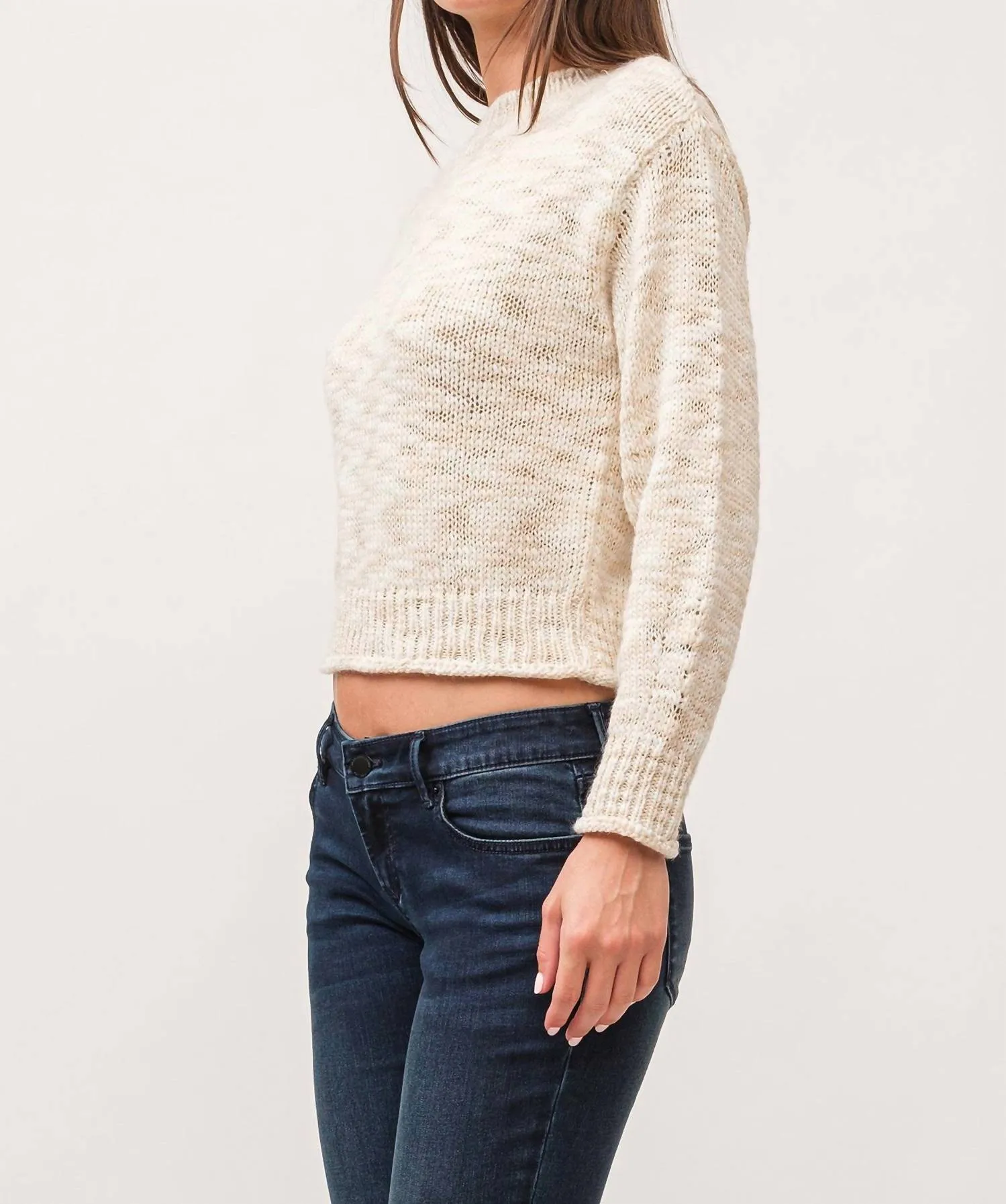 Britney Lurex Space Dye Long Sleeve Sweater In Antique White