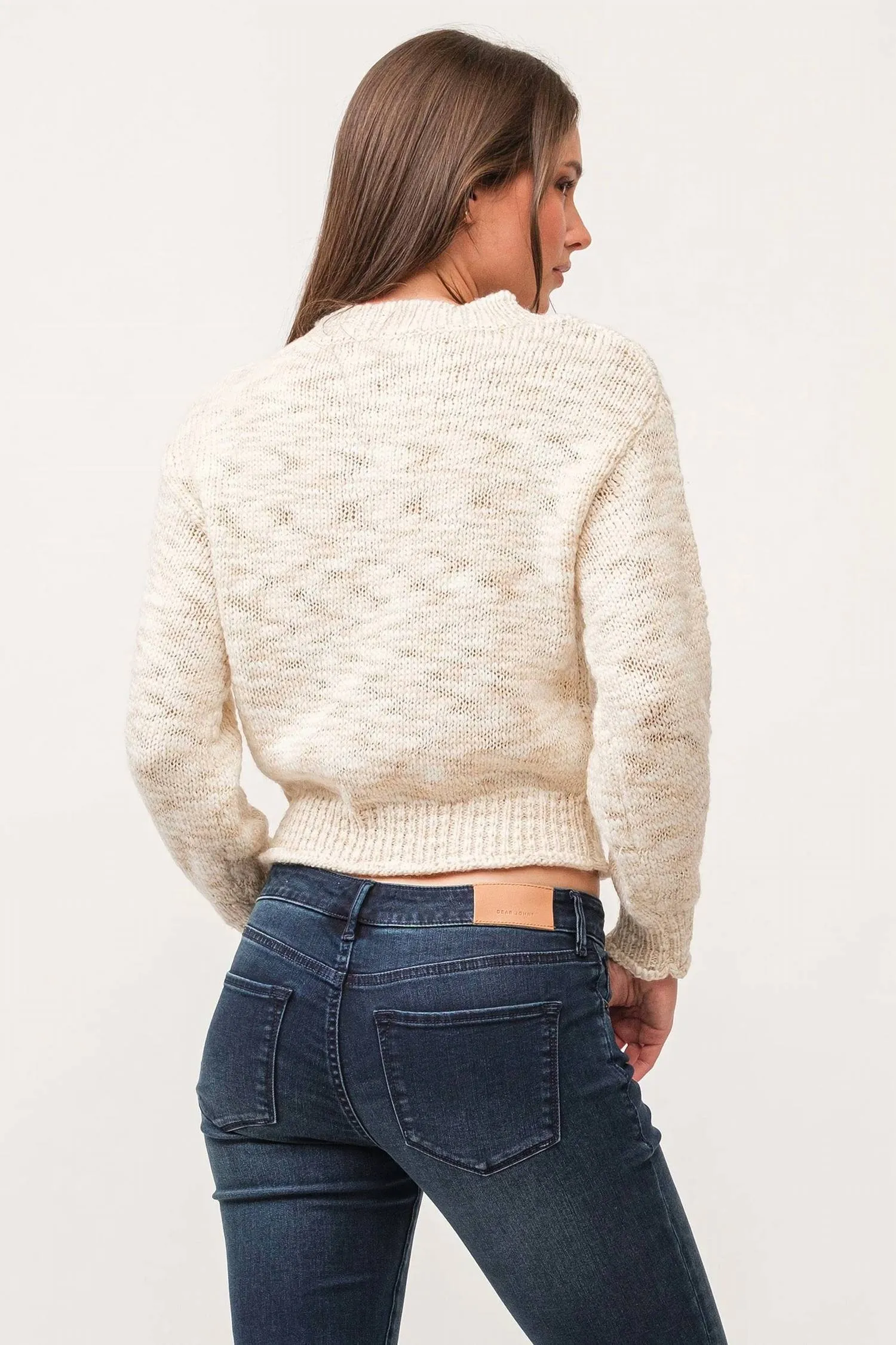 Britney Lurex Space Dye Yarn Sweater In Antique White