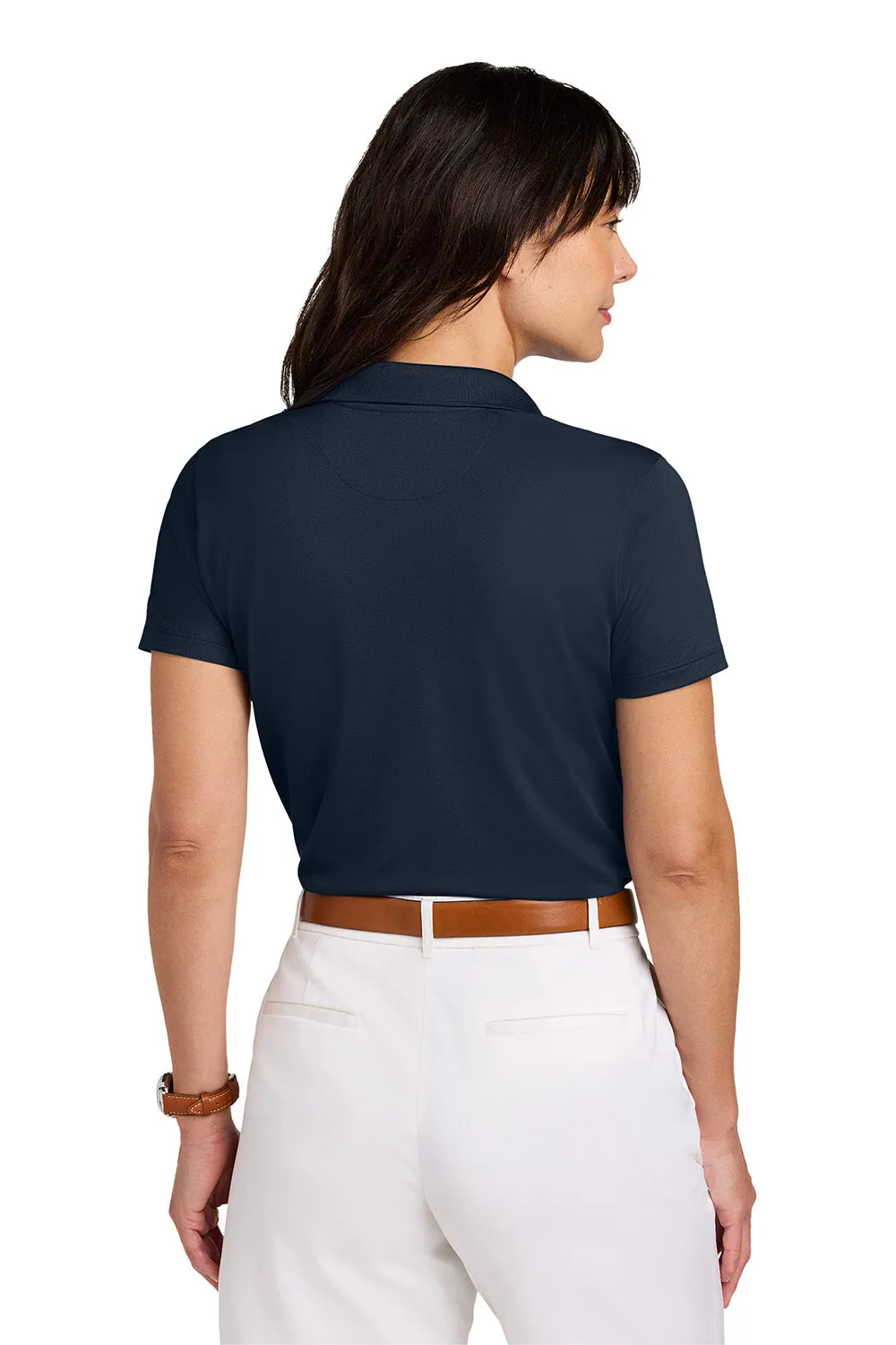 Brooks Brothers Womens Moisture Wicking Pique Mesh Short Sleeve Polo Shirt - Navy Blue Blazer