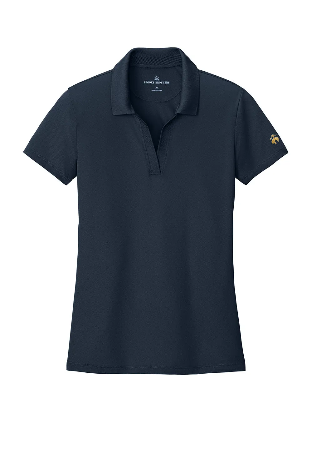 Brooks Brothers Womens Moisture Wicking Pique Mesh Short Sleeve Polo Shirt - Navy Blue Blazer