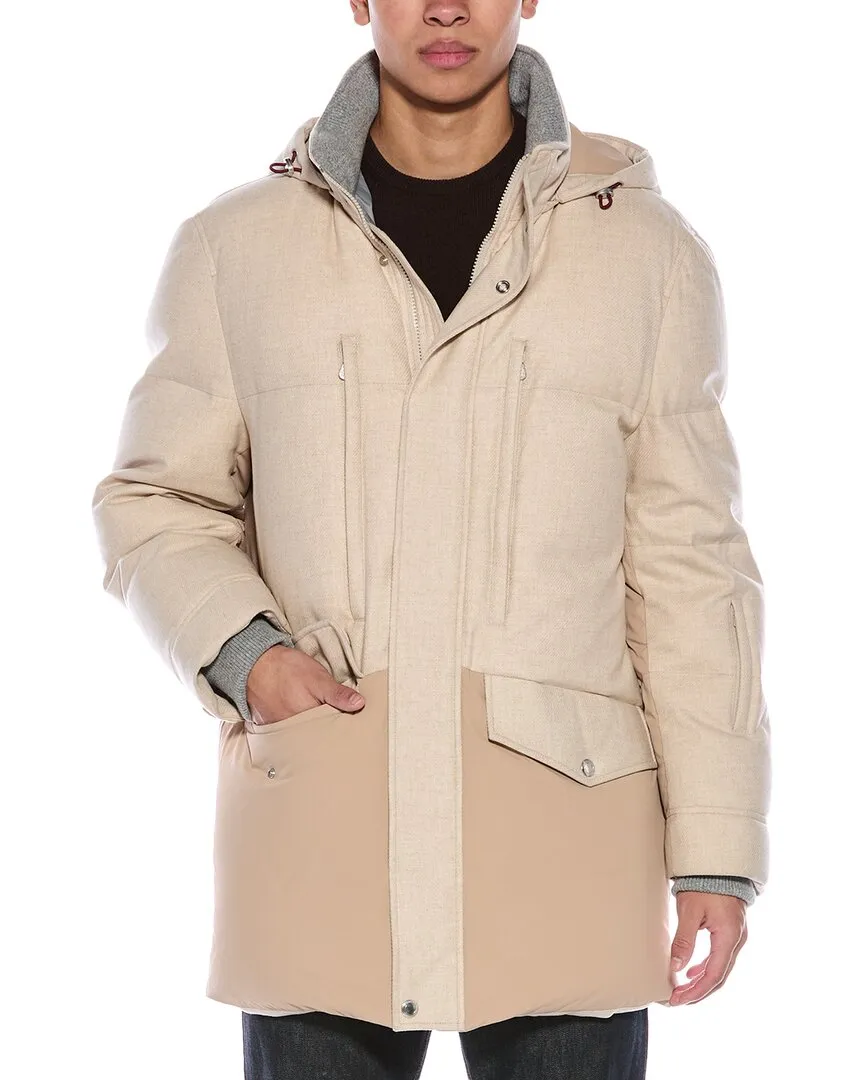 Brunello Cucinelli mens  Wool, Silk, & Cashmere-Blend Down Coat, m
