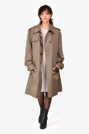 Burberry Army Green Trench Coat with Detachable Nova Check Wool Vest Size 54 Mens